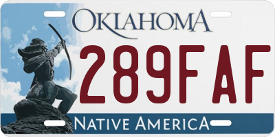 OK license plate 289FAF