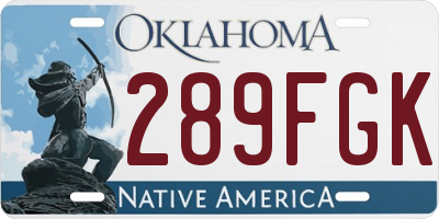 OK license plate 289FGK