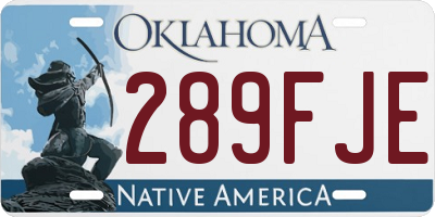 OK license plate 289FJE