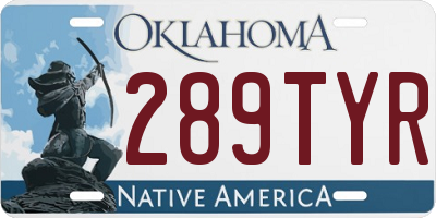 OK license plate 289TYR