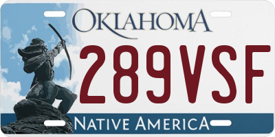 OK license plate 289VSF