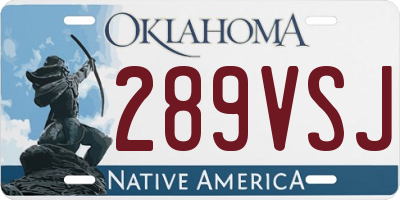 OK license plate 289VSJ