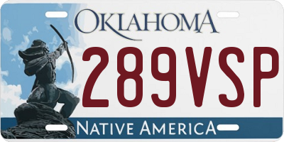 OK license plate 289VSP