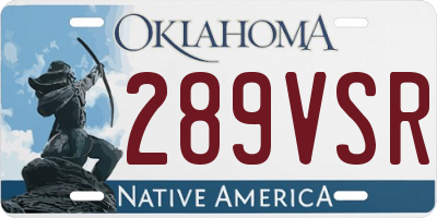 OK license plate 289VSR