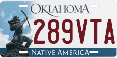 OK license plate 289VTA