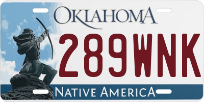 OK license plate 289WNK