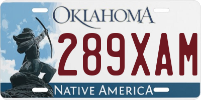 OK license plate 289XAM