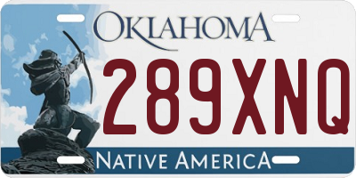 OK license plate 289XNQ