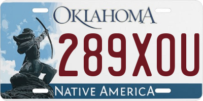 OK license plate 289XOU