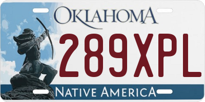 OK license plate 289XPL