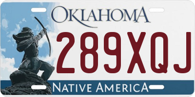 OK license plate 289XQJ