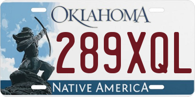 OK license plate 289XQL