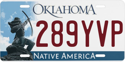 OK license plate 289YVP