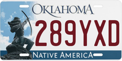 OK license plate 289YXD