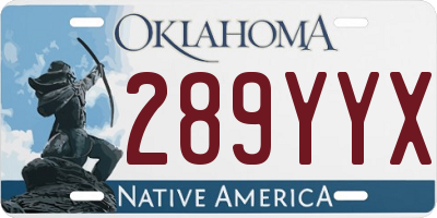 OK license plate 289YYX