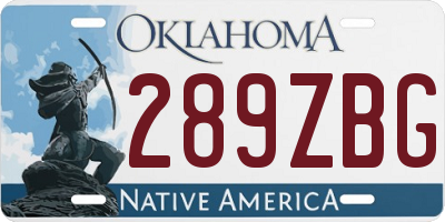 OK license plate 289ZBG