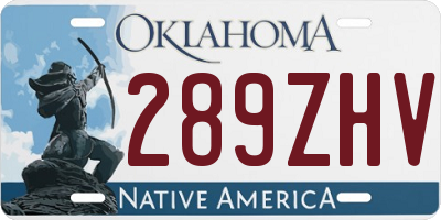 OK license plate 289ZHV