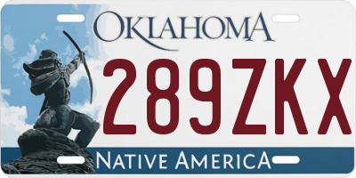 OK license plate 289ZKX