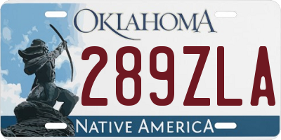 OK license plate 289ZLA