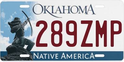 OK license plate 289ZMP