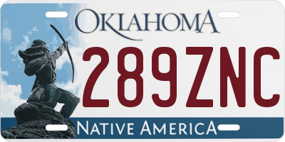 OK license plate 289ZNC