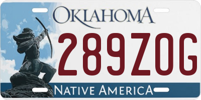 OK license plate 289ZOG