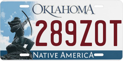 OK license plate 289ZOT