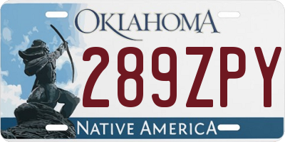 OK license plate 289ZPY