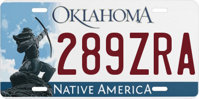 OK license plate 289ZRA