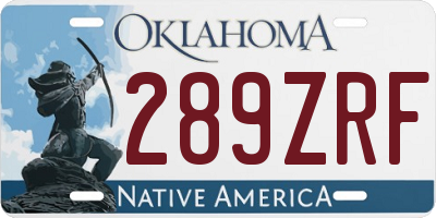 OK license plate 289ZRF