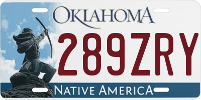 OK license plate 289ZRY