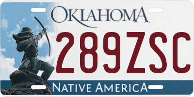 OK license plate 289ZSC