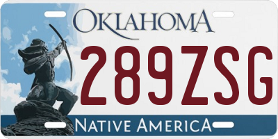 OK license plate 289ZSG