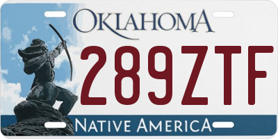 OK license plate 289ZTF