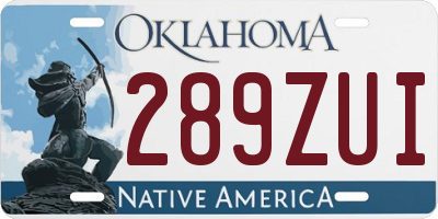 OK license plate 289ZUI