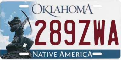 OK license plate 289ZWA