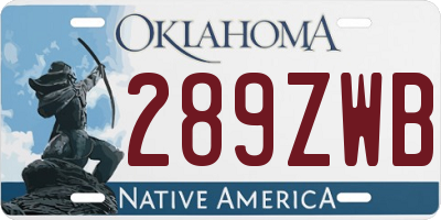 OK license plate 289ZWB