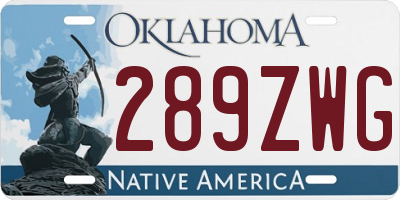 OK license plate 289ZWG