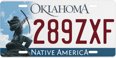 OK license plate 289ZXF