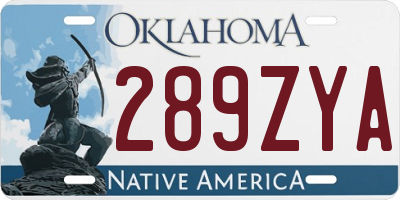 OK license plate 289ZYA