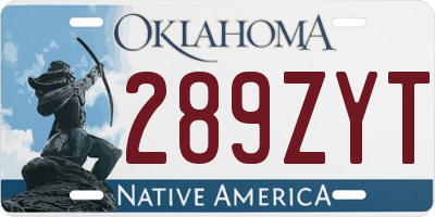 OK license plate 289ZYT