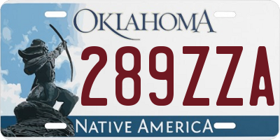 OK license plate 289ZZA