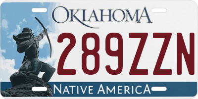 OK license plate 289ZZN