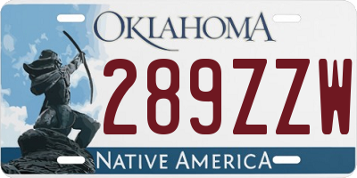 OK license plate 289ZZW