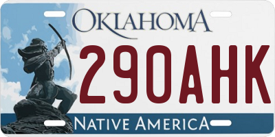 OK license plate 290AHK