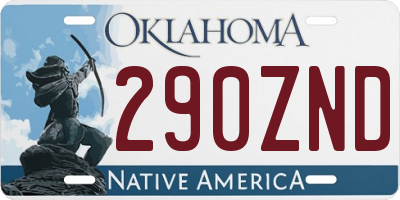 OK license plate 290ZND