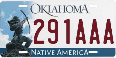 OK license plate 291AAA