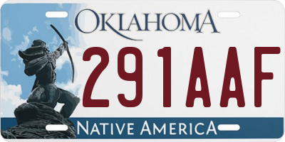 OK license plate 291AAF