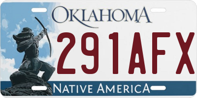 OK license plate 291AFX