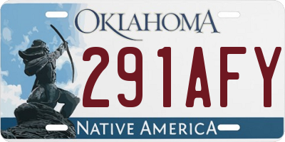 OK license plate 291AFY